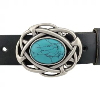 Design Belt Buckle Moorland silver turquoise from Umjubelt - at belt