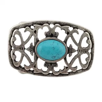 Design Gürtelschnalle Tradition silber türkis von Umjubelt