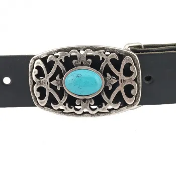 Design Gürtelschnalle Tradition silber türkis von Umjubelt - am Gürtel