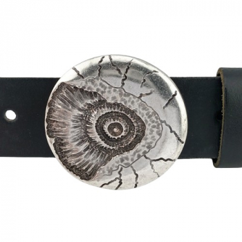 Preview: Design Belt Buckle Ammonite silver from Umjubelt - with belt