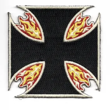 Patch Iron Cross with Flames