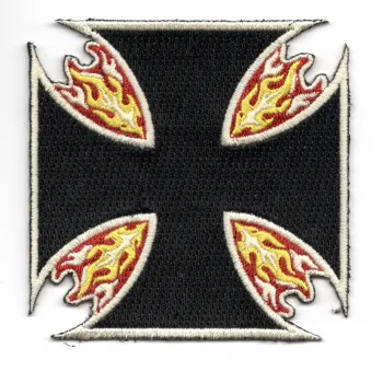 Aufnäher (Patch) Malteserkreuz mit Flammen