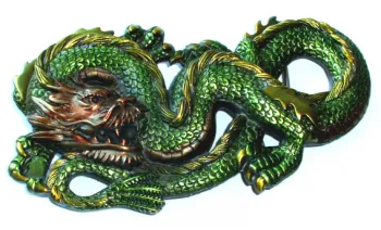 Große Gürtelschnalle Grüner Drachen