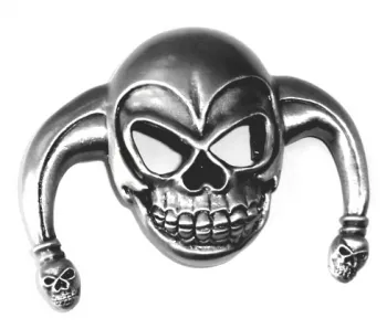 Gürtelschnalle Totenkopf Joker mit Narrenkappe