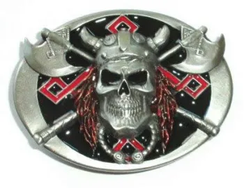 Belt Buckle Viking skull with axes