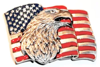 Belt Buckle Eagle Head + US Flag