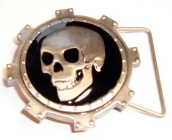 Gürtelschnalle Totenkopf + Zahnrad