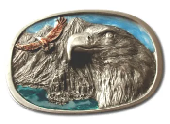 Gürtelschnalle Adler vor Berglandschaft