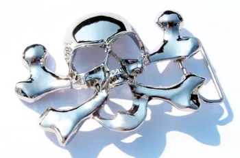 Belt Buckle Skull + Bones + Chrome