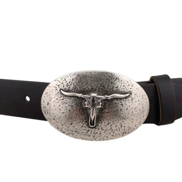Design Gürtelschnalle Longhorn Schädel - mit Gürtel Design Gürtelschnalle Longhorn Schädel - mit Gürtel