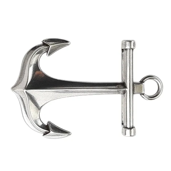 Design Gürtelschnalle Anker liegend silber - Made in Italy - vorne Design Gürtelschnalle Anker liegend silber - Made in Italy - vorne