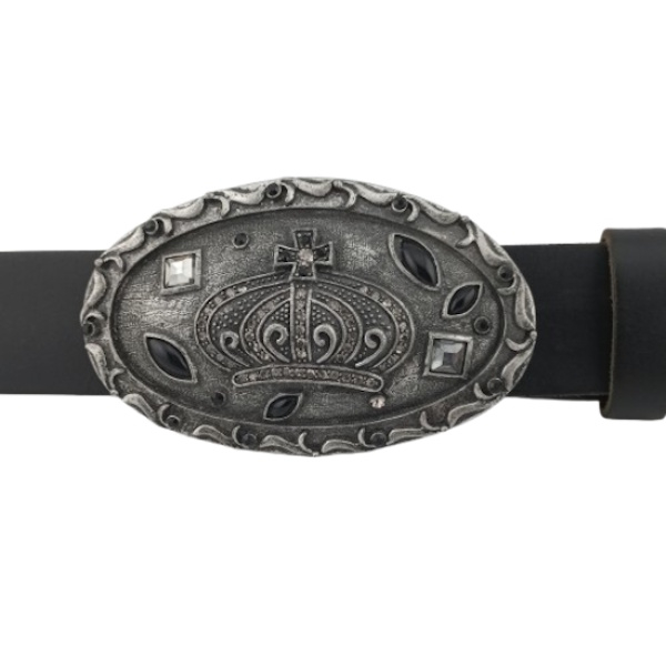 Design Belt Buckle Crown with rhinestones - with belt