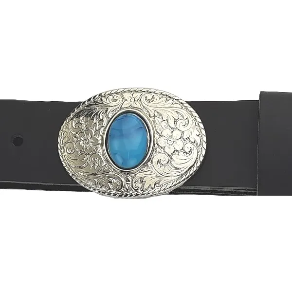 Gürtelschnalle Silber Türkis am Gürtel