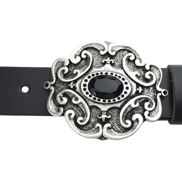 Belt buckle tendrils with black stone