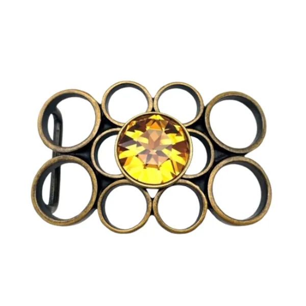 Design Gürtelschnalle Goldstern altmessing - Made in Italy - vorne