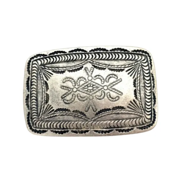 Design Gürtelschnalle Klassik altsilber - Made in Italy - vorne