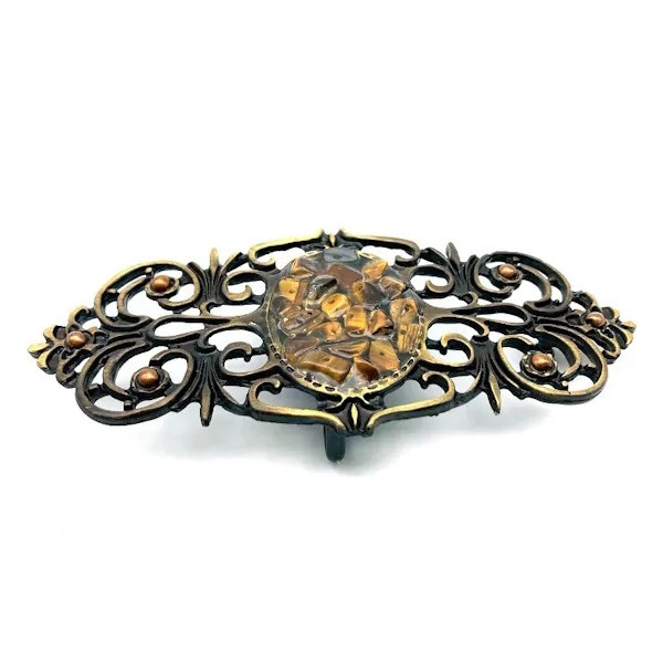 Design Gürtelschnalle Steine Ornament altmessing - Made in Italy - vorne Design Gürtelschnalle Steine Ornament altmessing - Made in Italy - vorne