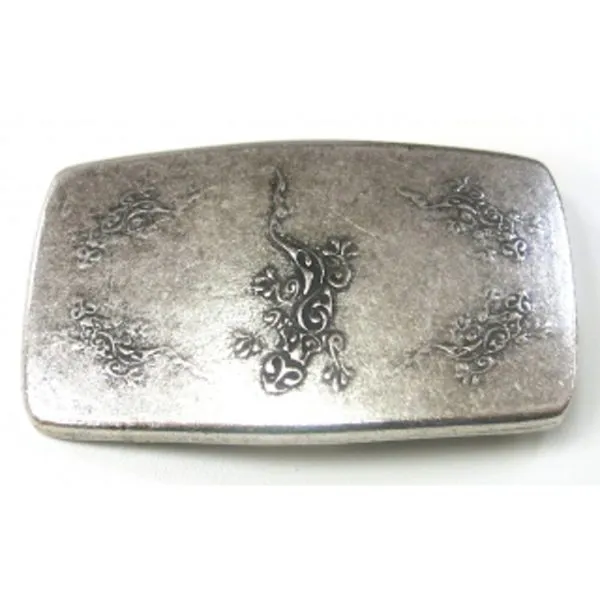 Design Belt Buckle Lizard antique-silver - Made in Italy - frontview