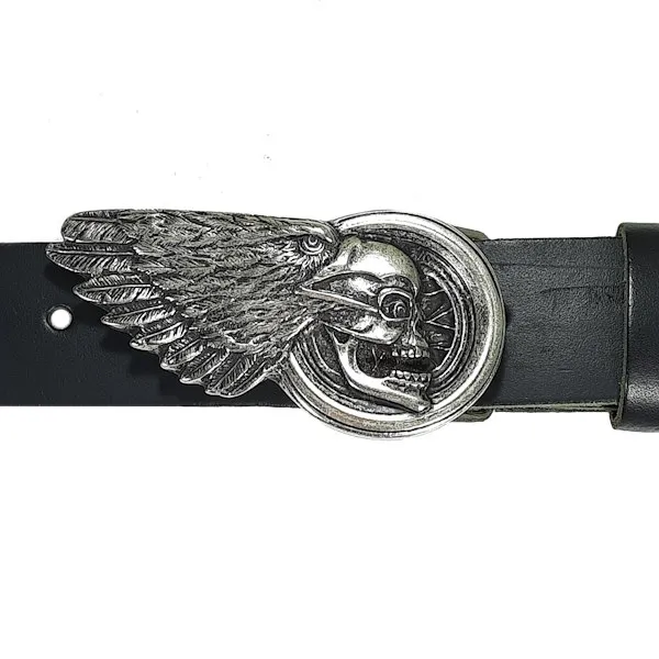 Gürtelschnalle Totenkopf mit Adler - mit Gürtel