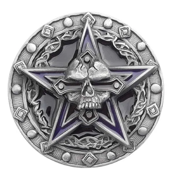 Belt Buckle Star With Skull