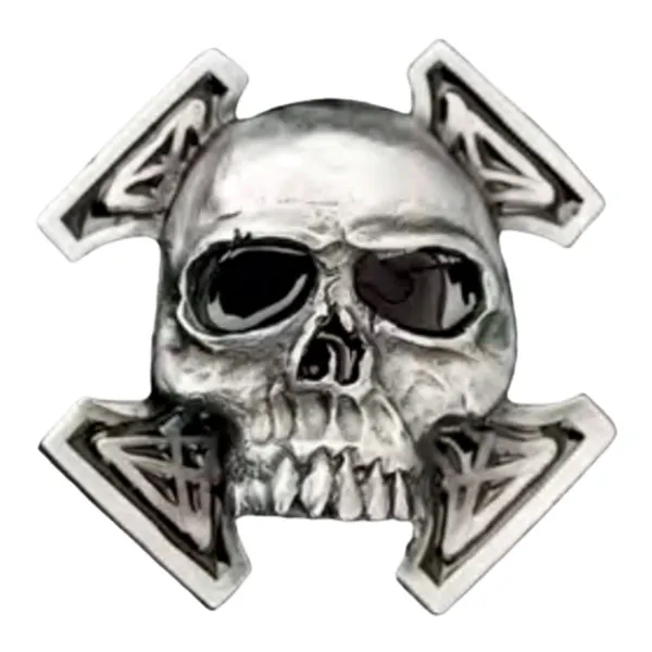 Guertelschnalle Totenkopf mit keltischem Kreuz