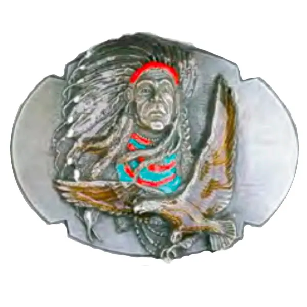 Guertelschnalle Indianer mit Adler