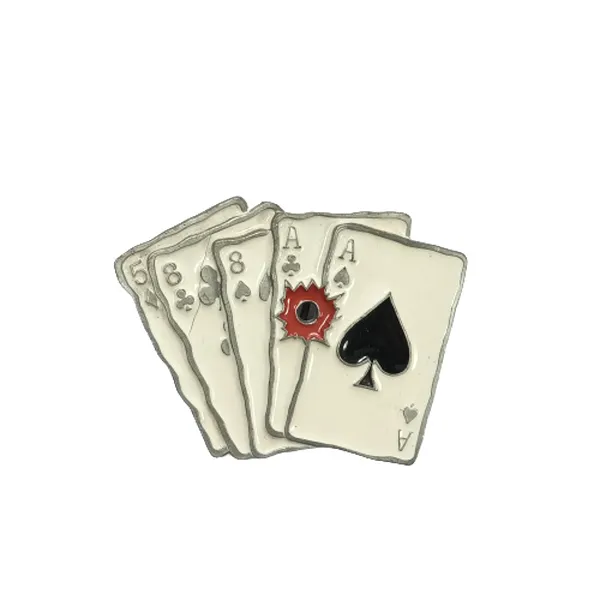 Gürtelschnalle Kartenspiel mit Einschussloch