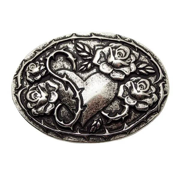 Gürtelschnalle Herz und Rosen