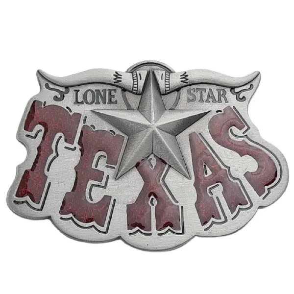 Gürtelschnalle Texas Lone Star, Longhorn, Stern