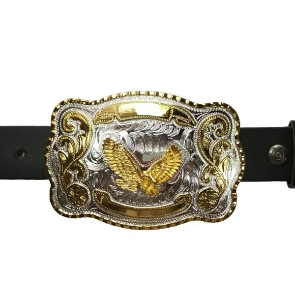 Gürtelschnalle Western Adler gold mit Gürtel