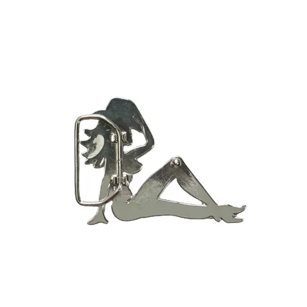 Belt Buckle Silver Lady with cowboy hat back