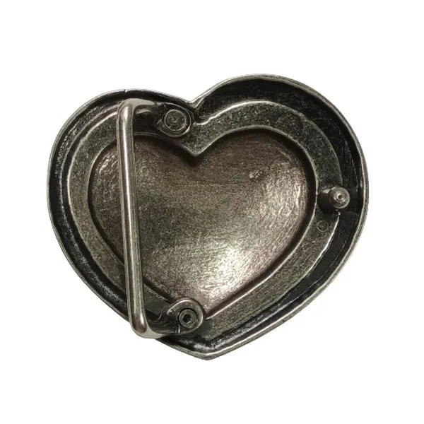 Belt buckle heart with purple rhinestones back