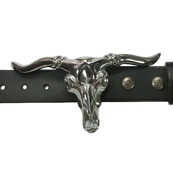 Gürtelschnalle Longhorn Schädel mit Gürtel