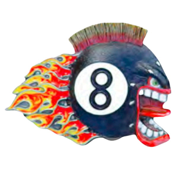 Belt Buckle 8-Ball with Flames