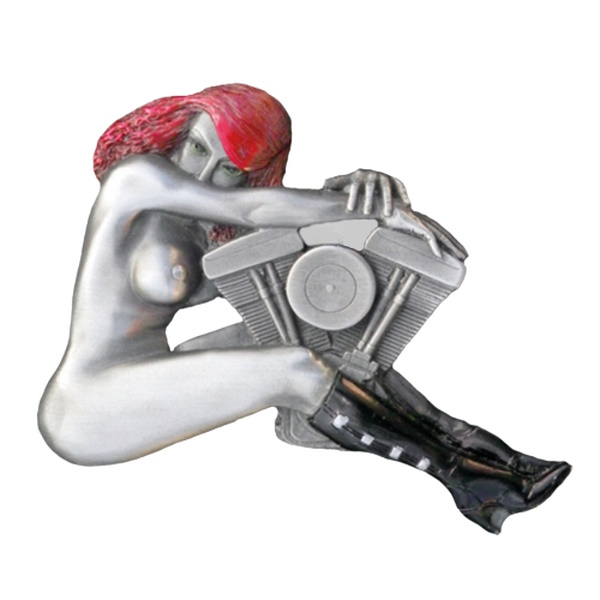 Belt Buckle Lady with V-Twin