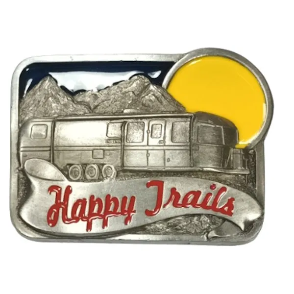 Belt Buckle Happy Trails - Airstream Trailer + Sun