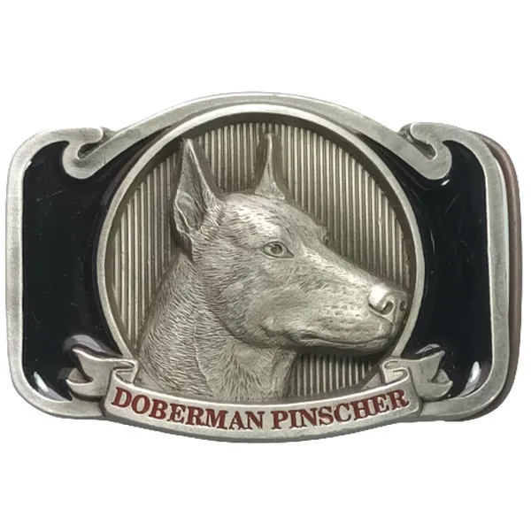 Belt Buckle Doberman Pinscher silver + black