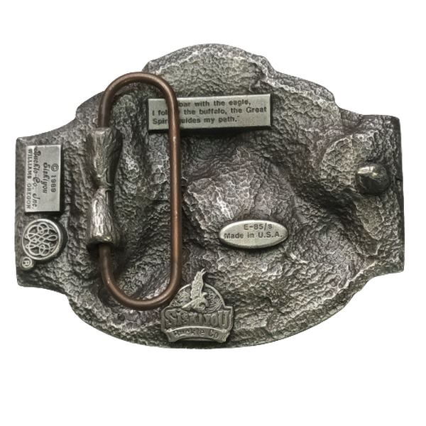 Gürtelschnalle Skull mit Büffel hinten