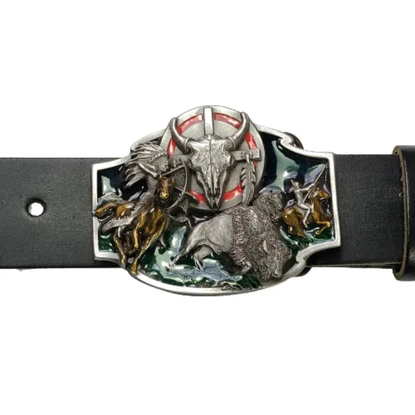 Belt Buckle Indian Buffalo Hunting with belt