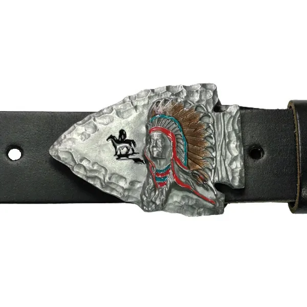 Belt Buckle Arrowhead + Indian with belt