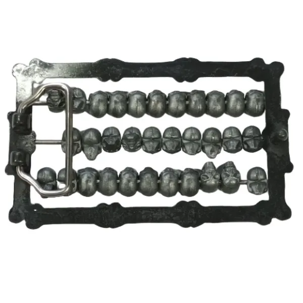 Belt Buckle Abacus with Skulls back