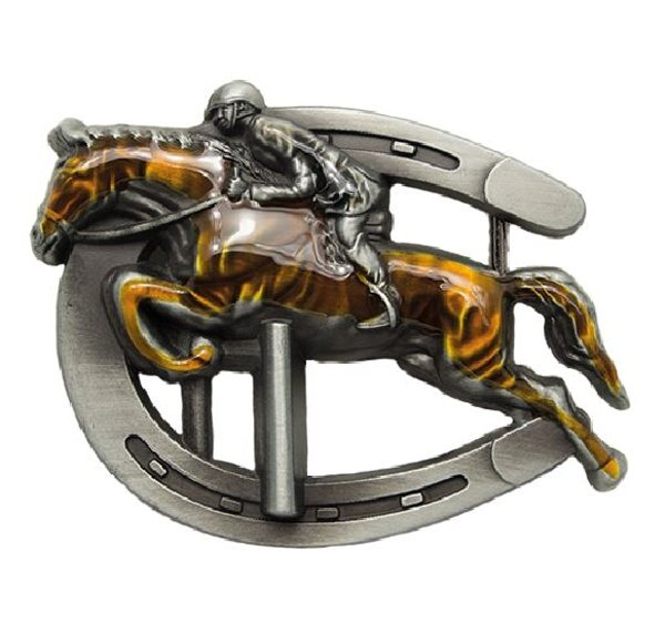 Buckle Jumping Horse and Horseshoe