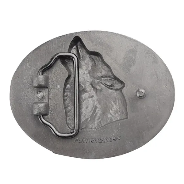 Belt Buckle Howling Wolf back