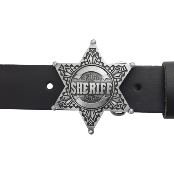 Gürtelschnalle Buckle Gürtelschließe für Wechselgürtel Sheriffstern silber 