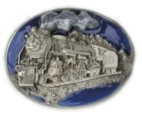 Gürtelschnalle Dampflokomotive + Tender oval