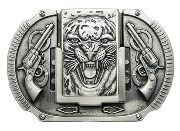 Buckle with lighter - Tiger and Guns