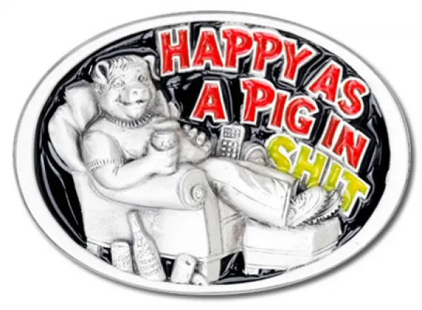 Gürtelschnalle Happy