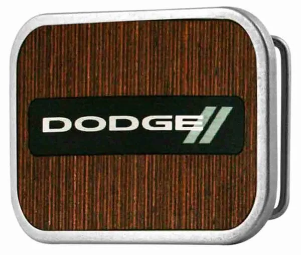Gürtelschnalle Motiv Dodge mit edlem Holzinlay