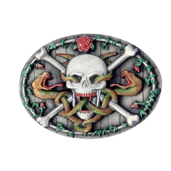 Belt Buckle Skull with Snake
