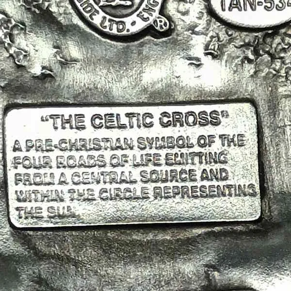 Belt Buckle The Celtic Cross + Swans back detail
